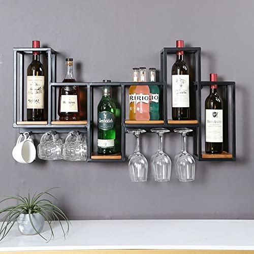 Casier à vin industriel mural pour organiser vos bouteilles et verres à pied