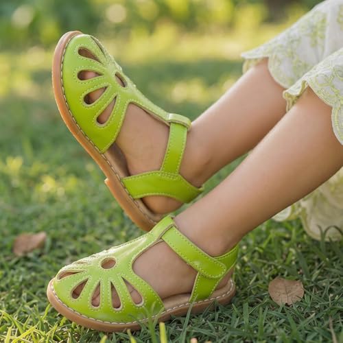Image of THEE BRON Toddler Girls Closed-Toe Sandals Sweet Retro Cutout Summer Dress Shoes