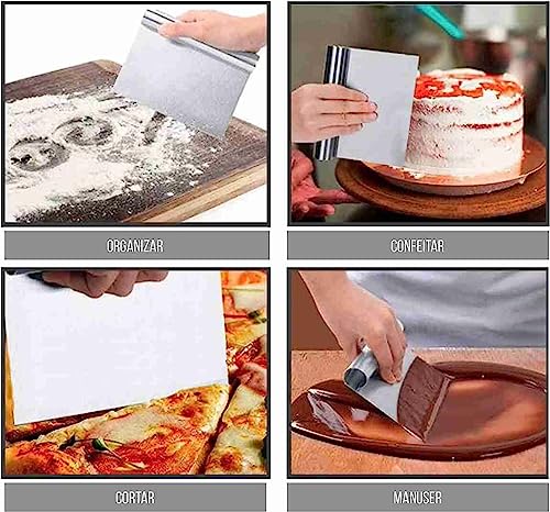 KIT Rolo de abrir Massa Com Cabo Giratório de Madeira Para Pizza Pastel e Espátula Prática Para Conf
