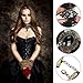 4PCS Gothic Halskette Set, Choker Kette Damen Schwarz, Spitze Halsband, Vintage Lolita Kostüm Zubehör Schmuck für Karnevals Maskerade Party