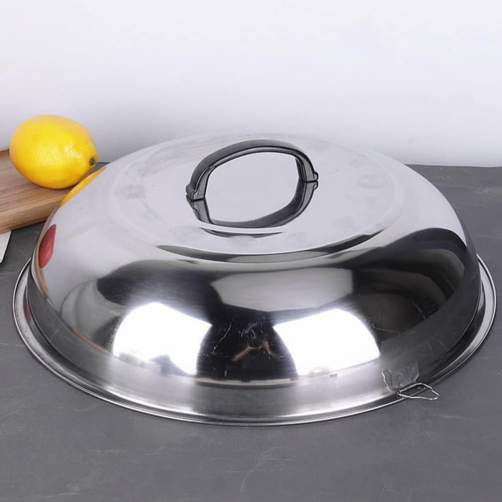 Coperchio universale in acciaio inox rotondo a cupola in ghisa, coperchio di ricambio per padelle, padelle e padelle in ghisa, 48 cm