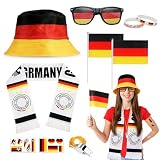 Nzkeuf 15 piezas de fútbol de Alemania 2026, juego decorativo de 6 piezas, bandera, oveja, maquillaje, gafas, brazalete de Alemania, artículo para fans, color negro, rojo y dorado, adecuado para