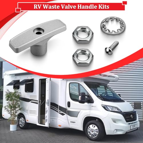 Image of 1 Pack Metal RV Sewer Valve Handle RV Waste Valve Handle Kit Gray | Metal construction, fits standard RV sewer valve, includes handle and bolts, replaces broken valve handle, easy DIY install