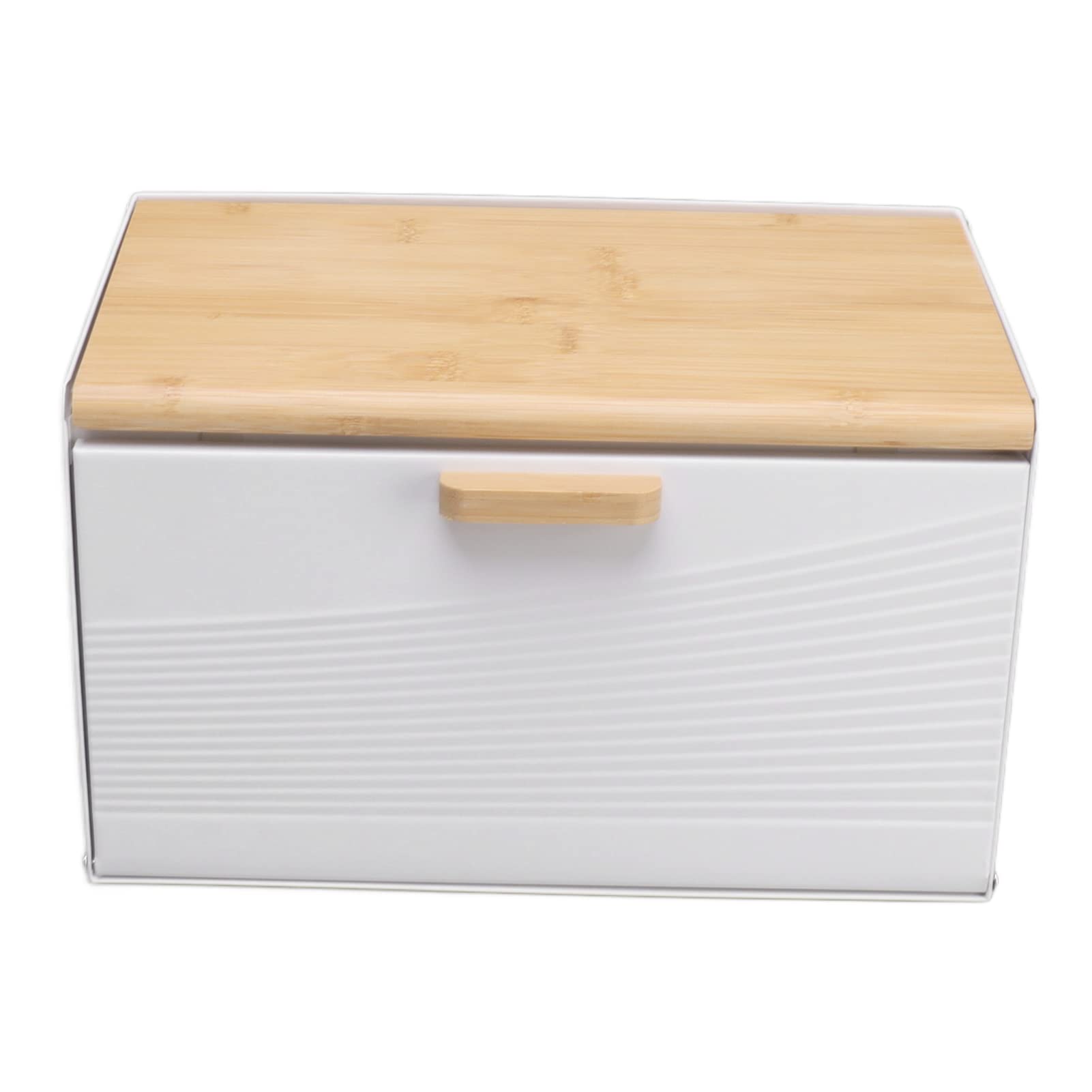 Caja de pan de hierro gran capacidad con flip tapa de almacenamiento de pan para restaurantes de cocina casa (Blanco)