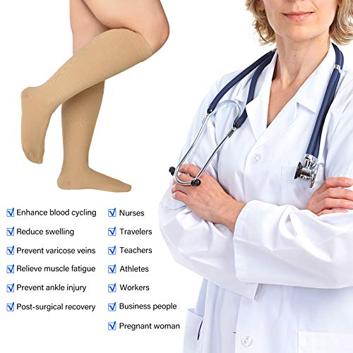 Extra Wide Calf Compression Socks Women Men 20-32mmHg Knee High Plus Size2