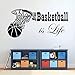 HANZHAO Cartoon Anime Wandaufkleber Basketball ist das berühmte Sprichwort des Lebens Wandtattoos Basketballkorb Sport Vinyl Wandaufkleber Junge Zimmer Familie Schlafzimmer Dekoration 88X42CM