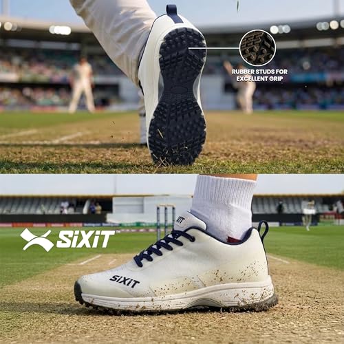 Image of SeamTech Cricket Shoes for Men, Lightweight Breathable Air Mesh, EVA Cushioning and Rubber Stud Grip