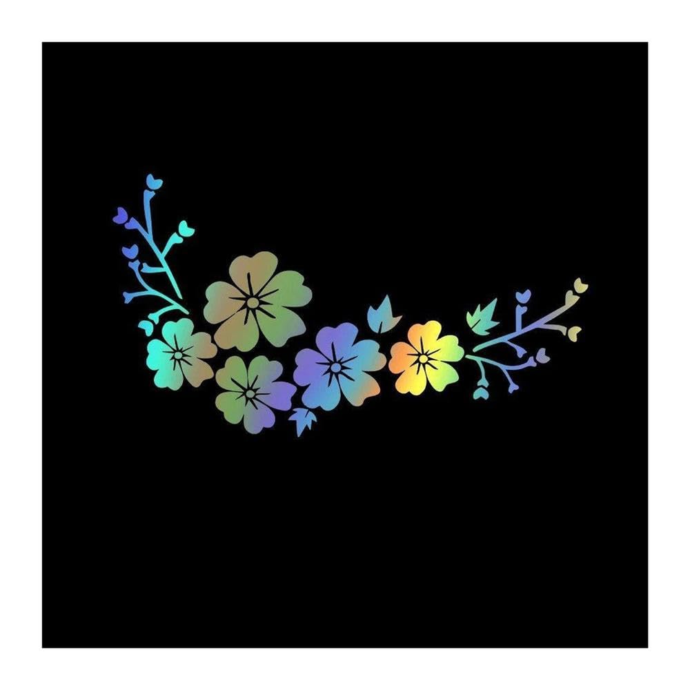 Flower Car Wrap Door Handle Decals Styling Stickers and Body Decals(Reflective Lasers,12cmX6cm)