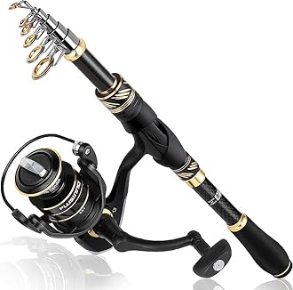 PLUSINNO Fishing Pole, Fishing Rod and Reel Combo,Telescopic Fishing Rod Kit with Spinning Reel, Collapsible Portable Fishing Pole with Carrier Bag for Freshwater Saltwater Fishing Gifts for Men Women
