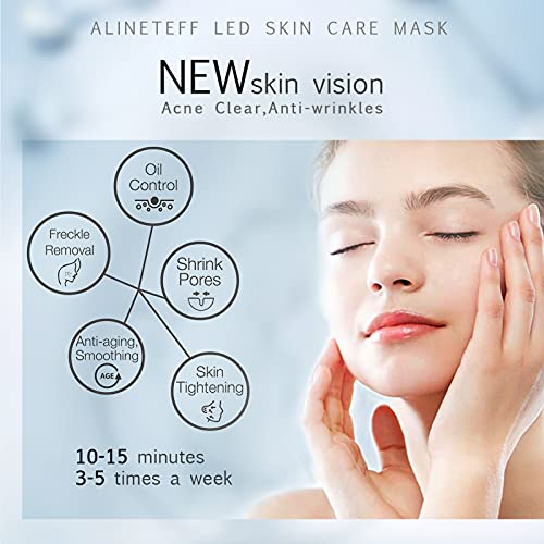 Led Face Mask Light Therapy, Alineteff 3 Colors Led Facial Skin Care Mask, Red & Blue Light Therapy Mask, Led Photon Mask For Acne Treatment - Wrinkles - Anti Aging #TOP3