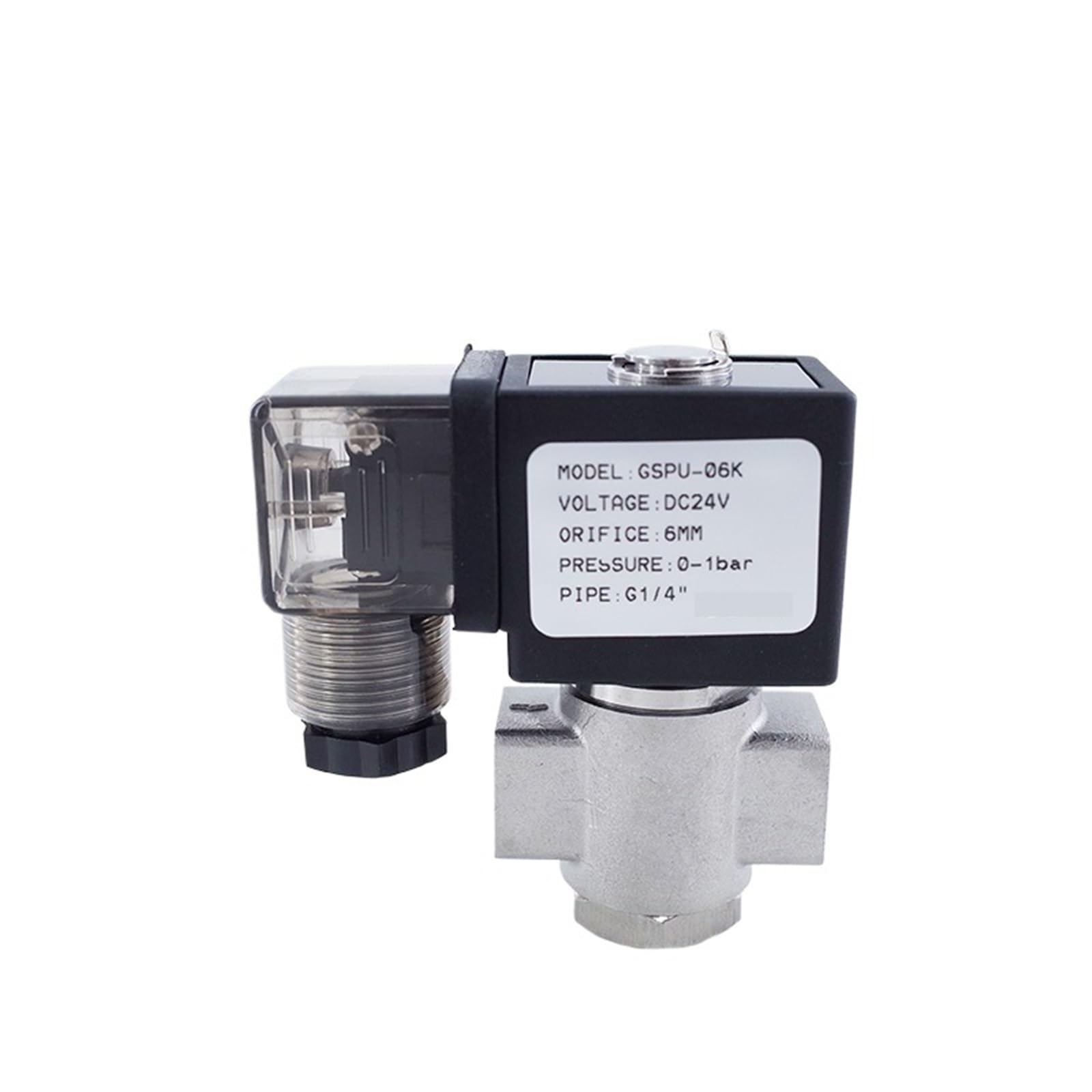 Électrovanne eau inox 304 normalement ouverte 12V avec raccord 1/4 pouce pour fluide haute pression