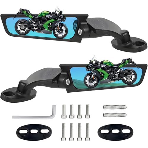 Scillky Motorcycle Mirrors Blue Anti-Glare Stealth Wind Wing Side Rearview Mirrors for Kawasaki Ninja 650 500 400 300 ZX10R ZX6R ZX4RR Suzuki GSXR 1000 750 600 Honda CBR1000RR CBR500R CBR300R