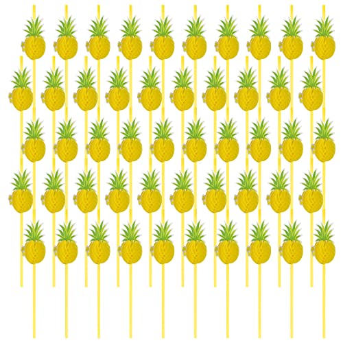 50 pitillos de papel con diseño de frutas y flamenco miniatura 1