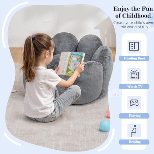 Image of HOMMPA Bean Bag Chair for Kids Boys and Girls Comfy Beanbag Shell Shape Bean Bags Small Lazy Sofa for Living Room Bedroom Grey