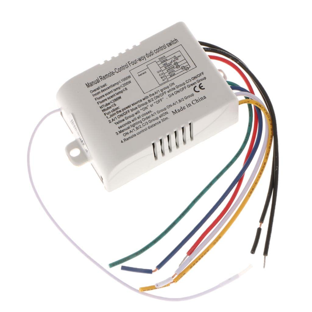 Wireless 4 Way ON/Off W l Lamp Light RF Remote Control Switch Module Receiver+Controller, 220V (64003008NMZ)-image-16