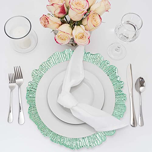 Simply Elegant Coral Reef Plastic Charger Plate | Service Plate for Parties, Dinner, Weddings, Quinceaneras and Events | 13 inch Diameter | Aqua- Gloss Finish | Set of 12