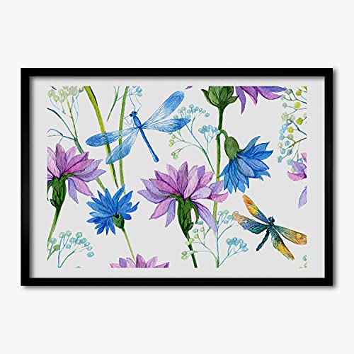 Affiche fleurs et libellules 70x50 cm Tulup pour chambre zen
