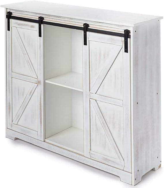 The Lakeside Collection Barn Door-Style Buffet Cabinets - Antique White