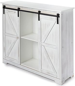 The Lakeside Collection Barn Door-Style Buffet Cabinets - Antique White