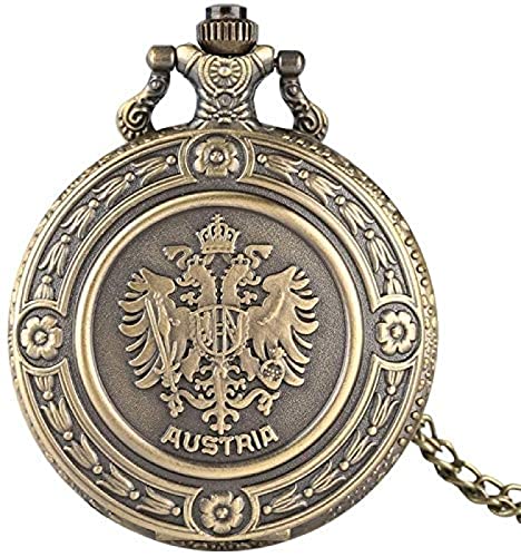 GuanLaoGe Taschenuhr, Retro Österreich Nationalemblem Quarz Taschenuhr Halskette Anhänger Kettenuhr Floral Rattan Taschenuhr Sammlerstücke Geschenke,Gigh End Cover
