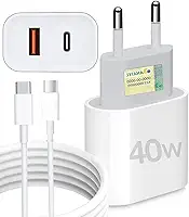 Carregador Tipo C Turbo 40W Porta Dupla + Cabo USB, Compatível com Todos Dispositivos, Android Samsung, Motorola, Xiaomi, Iphone 15/16 IOS Linha Premium - Steel Hook