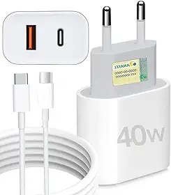 Carregador Tipo C Turbo 40W Porta Dupla + Cabo USB, Compatível com Todos Dispositivos, Android Samsung, Motorola, Xiaomi, Iphone 15/16 IOS Linha Premium - Steel Hook