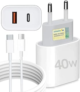 Carregador tipo c turbo 40w porta dupla + cabo usb c compatível com