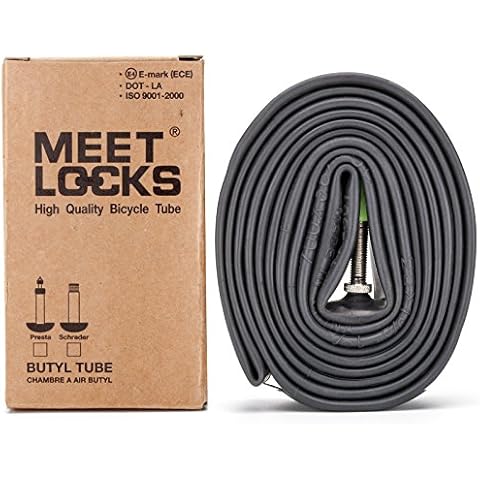 MEETLOCKS Bike Tube 700x25-28C Recycle Butyl Solid Brass Stem Valve Presta,1 Pc Pack,2 Pcs Pack,4 Pcs Packs for Choice Cover