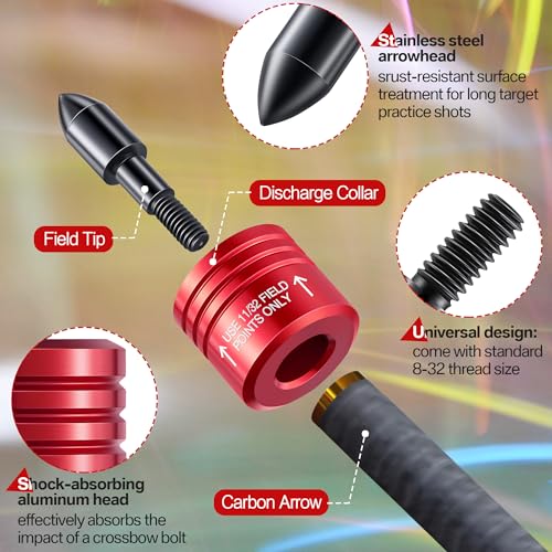Feekoon 2 Pack Crossbow Bolt Decocking Head, Decocking Point Crossbow Arrow Release Tip Fit for Most Hunting and Competition Arrows and Bolts, Release Recurve, Compound Bow(Red)
