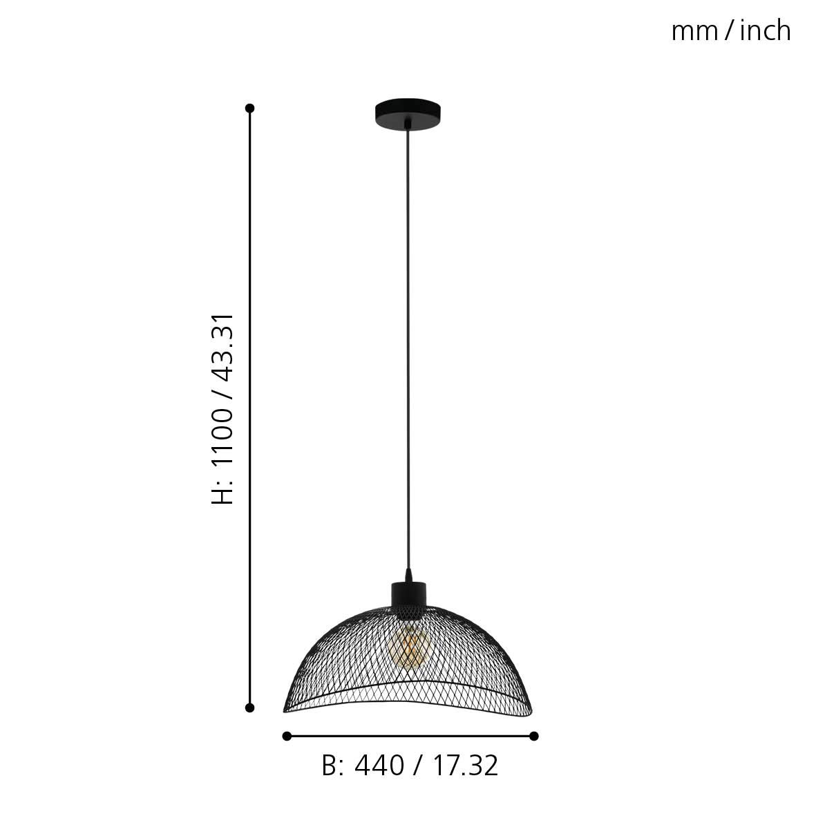 Eglo Lámpara colgante Pompeya, 1 luz, estilo vintage industrial retro