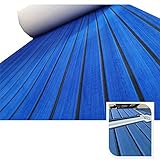 yuanjiasheng 90 × 240cm Suelo de Espuma EVA para Barcos, lámina de Cubierta de Teca Marina para Alfombra Antideslizante de Yates con Adhesivo de Respaldo, Borde Biselado (Azul Oscuro con Negro)
