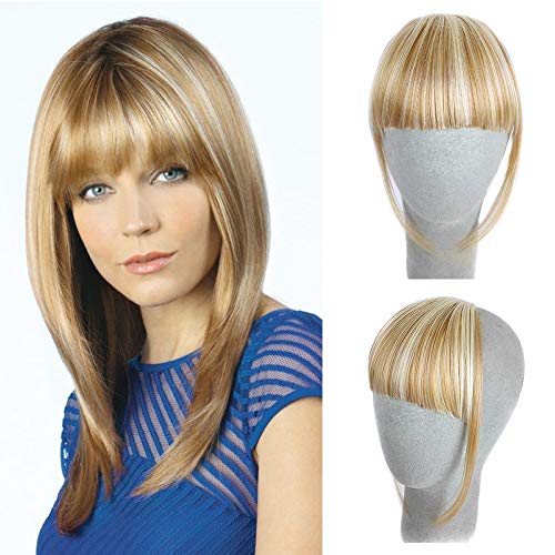 AISI QUEENS Clip in Bangs Extensions 1 Piece 2 Clips Synthetic Hair Fringe with Temple for Women(Color:27H613#)