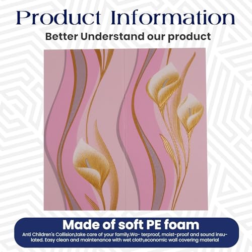 Image of CVD 3D PE Foam Self-Adhesive Wall Stickers | Pink Pattern Wallpaper for Home, Hotel, Living Room, Bedroom & Cafe | DIY Decorative Panel (70 x 70 cm, Approx. 5.8 Sq. Feet, 1 Piece)