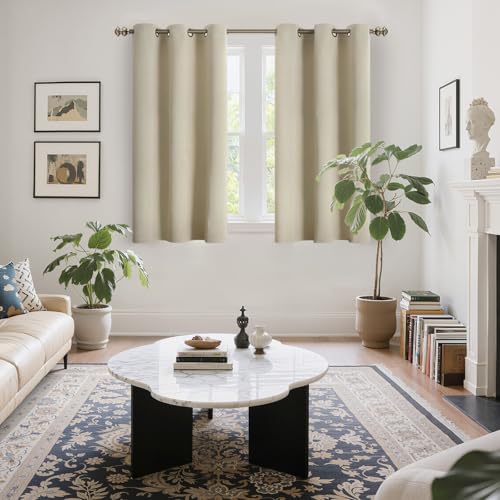 Image of YoungsTex Blackout Curtains 54 Inches Length for Bedroom - Thermal Insulated with Grommet Room Darkening Curtain Drapes for Living Room, 2 Panels, 42 x 54 Inch, Beige