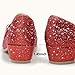 WIKENCY Girls Dress Shoes Mary Jane Low Heel Princess Flower Wedding Flats Glitter Shoes for Toddler/Little Kid/Big Kids Red Size 1 US Big Kid