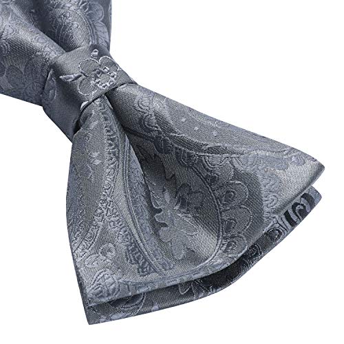 Image of HISDERN Bow Ties for Men Pretied Bow Tie Set Paisley Classic Bowties and Pocket Square Cufflinks Set for Wedding Party