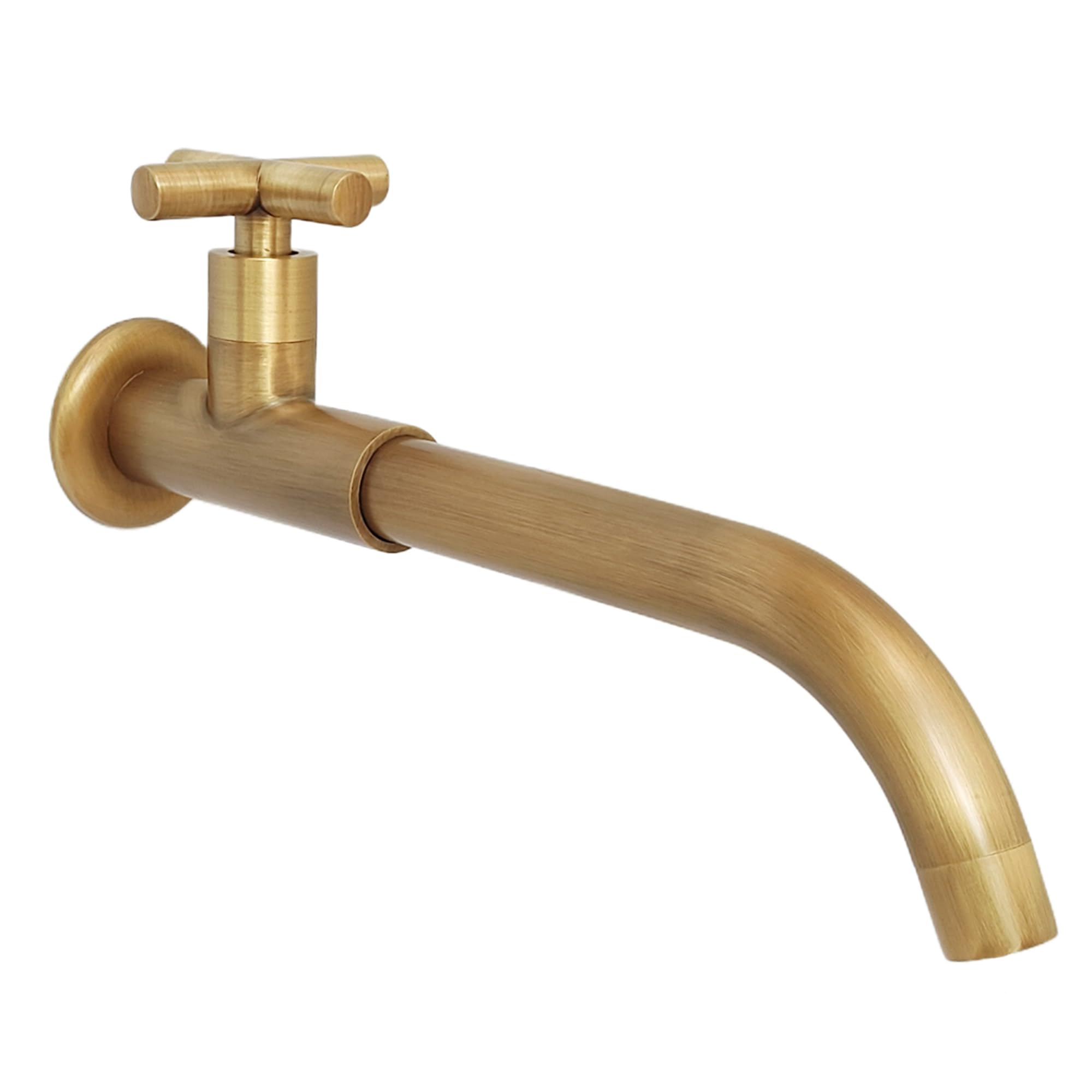 Vintage Grifo de Latón, Grifos de Agua Fría en Pared, Grifería Frío de Jardín, Giratorio 360° Grifo Mural de Lavabo con Manija Cruzada para Cocina Fregadero Baño Lavandería Externo, Antiguo
