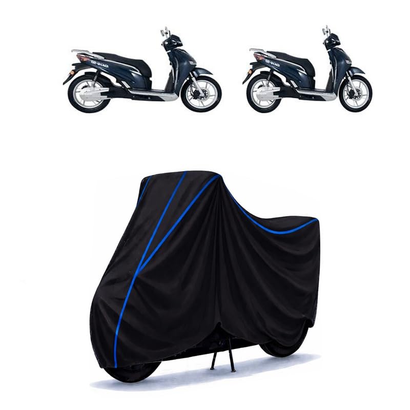Image of Scooty Cover Water Resistant for OKHI-90 Standard | Universal Scooter & Bike Cover | Heavy Duty UV Dust, Rain & Scratch Protection | Elastic Fit All Weather Indoor Outdoor | Black with Blue Piping