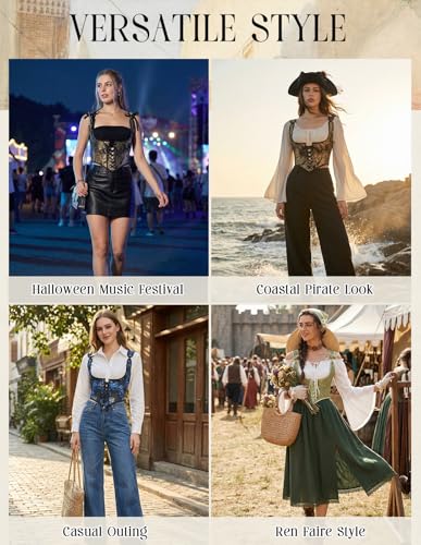 Image of Scarlet Darkness Corset Tops for Women Renaissance Underbust Corset Boned Lace Up Corsets