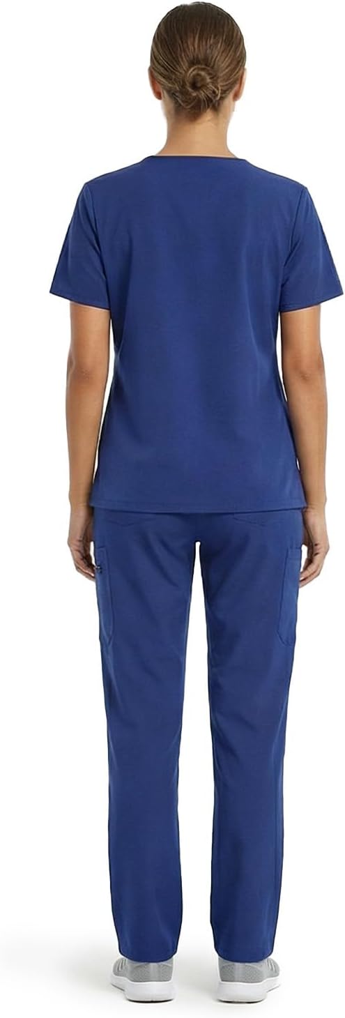 Zylioo Tall Scrubs for Women Set Medical Uniform Stretch V-Neck Scrub Top & Jogger Pants with Pockets