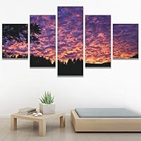 SIGNWIN 5 Panel Canvas Wall Art Setting in The Trees for Home Decorations Ready to Hang - 60