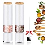 Blzk Salz und Pfeffermühle Elektrische, pfeffermühle und salzmühle aus hochwertigem Edelstahl, mit einstellbarem Keramikmahlwerk, auch als Gewürzmühle, Chilimühle, Batteriebetrieben mit LED