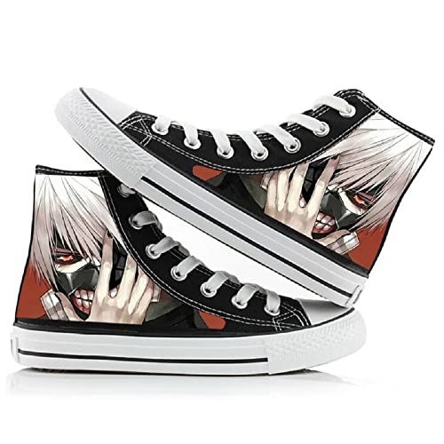 Tokyo Ghoul Zapatos de lona de anime para unisex, Kaneki Ken, anime cosplay, zapatos de lona clásicos de caña alta, tenis planos para exteriores (8.5, 1#) Cover