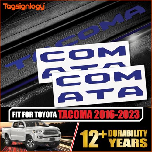 Image of Prime Series UV Weatherproof Vinyl Decals: Pair of Left and Right Front Door Sill Protector Letter Inserts fits Tacoma 2016-2023 (Gloss Navy)