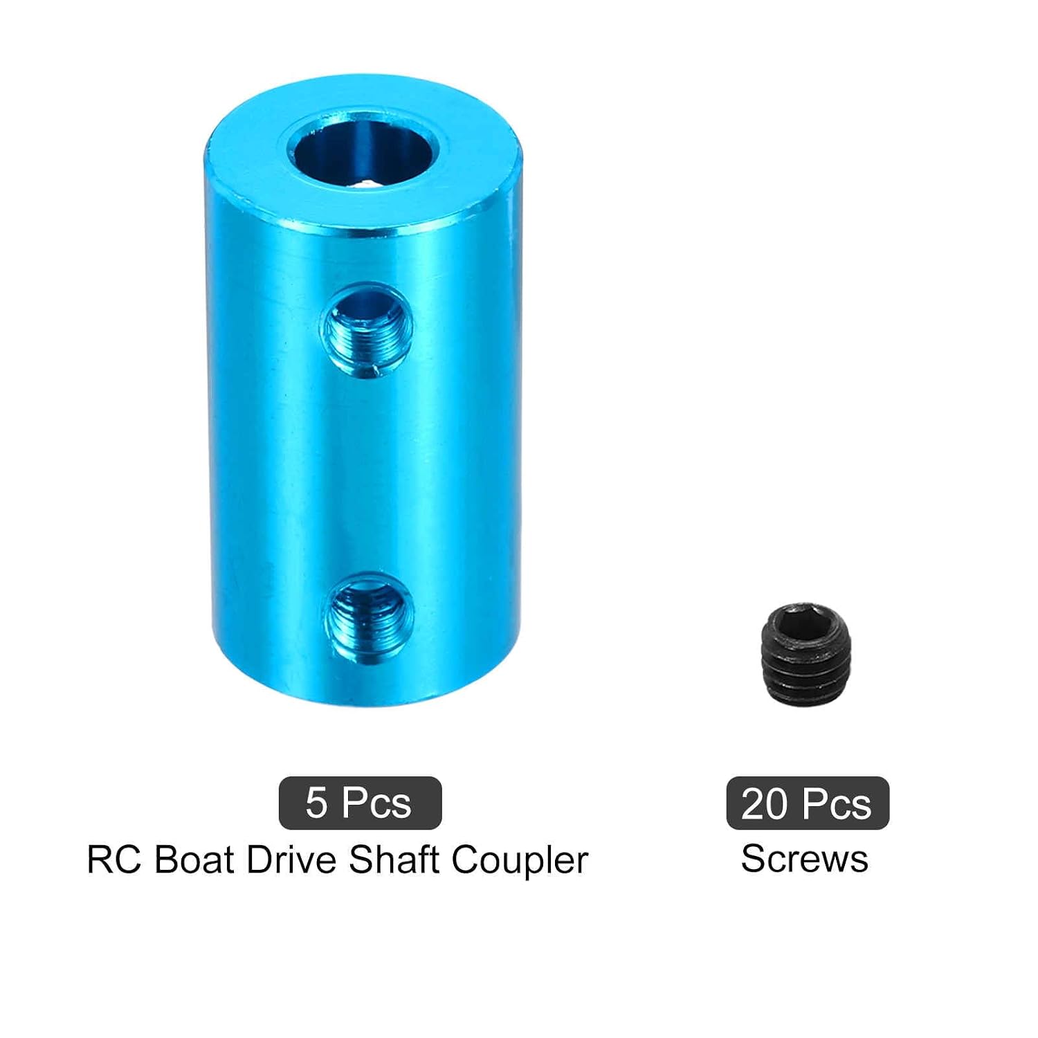 MECCANIXITY Rigid Screw Coupling 4mm to 6mm Shaft Coupler Connector L25mm x D14mm Aluminum Alloy Joint Connector Set for 3D Printers DIY Encoder with 20 Screws, Blue, 5Pack