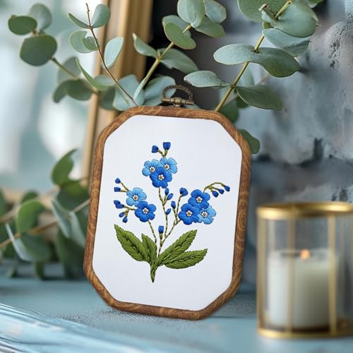 Image of ORIGACH 4 Set Embroidery Kit for Beginners Adults, DIY Flowers Embroidery Starter Kit with Stamped Patterns Instructions Embroidery Hoop Needles Threads for Crafting