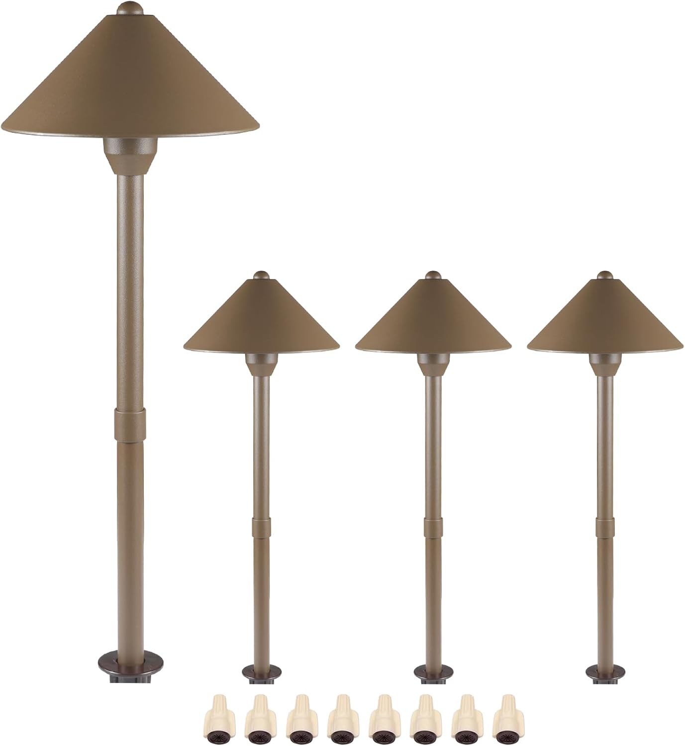 Lumina Lighting® Low Voltage Landscape Lighting Cast-Aluminum Path and Area Light Warm White 3W G4 LED Bulb and ABS Ground Stake Included for Yard Walkway Lawn PAL0105-BZLED4 (Bronze, 4-Pack)