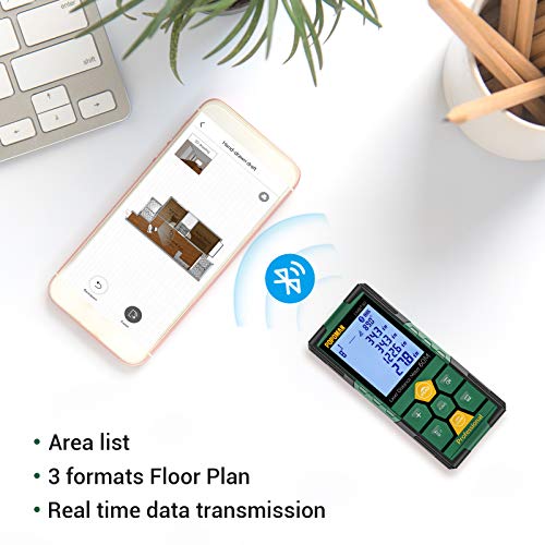 Laser Measure 196Ft, Popoman Rechargeable With Bluetooth Laser Distance Meter, Intelligent House App For Joyplan, 2.25' Lcd Backlit, Measure Distance, Area, Volume, Pythagoras Measurement Tool #TOP2