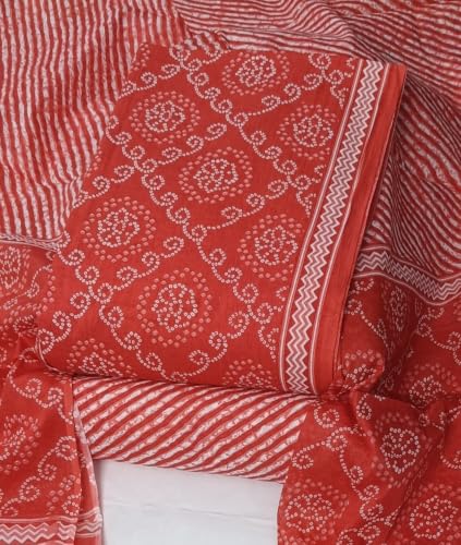 Image of DRAVINAM Trends Women's Premium Cambric Cotton Jaipuri Printed Unstitched Salwar Suit Dress Material with Mulmul Cotton Dupatta