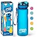schmatzfatz - Botella deportiva a prueba de fugas para niños, libre de BPA, 500ml, con infusor para fruta, cierre de 1 clic, botella infantil para colegio y guardería (Azul)